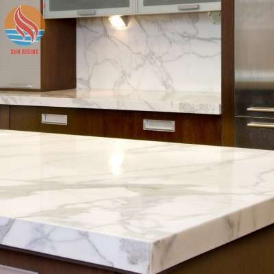 Customized Artificial White Calacatta Quartz Kitchen Countertops