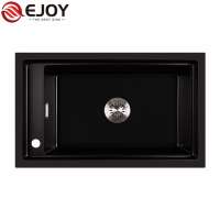 EJOY High Quality kitchen sink quartz OEM/ODM composite quartz kitchen black sink