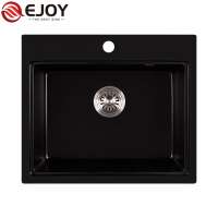 EJOY High Quality black quartz sink Customized quartz kitchen sinks